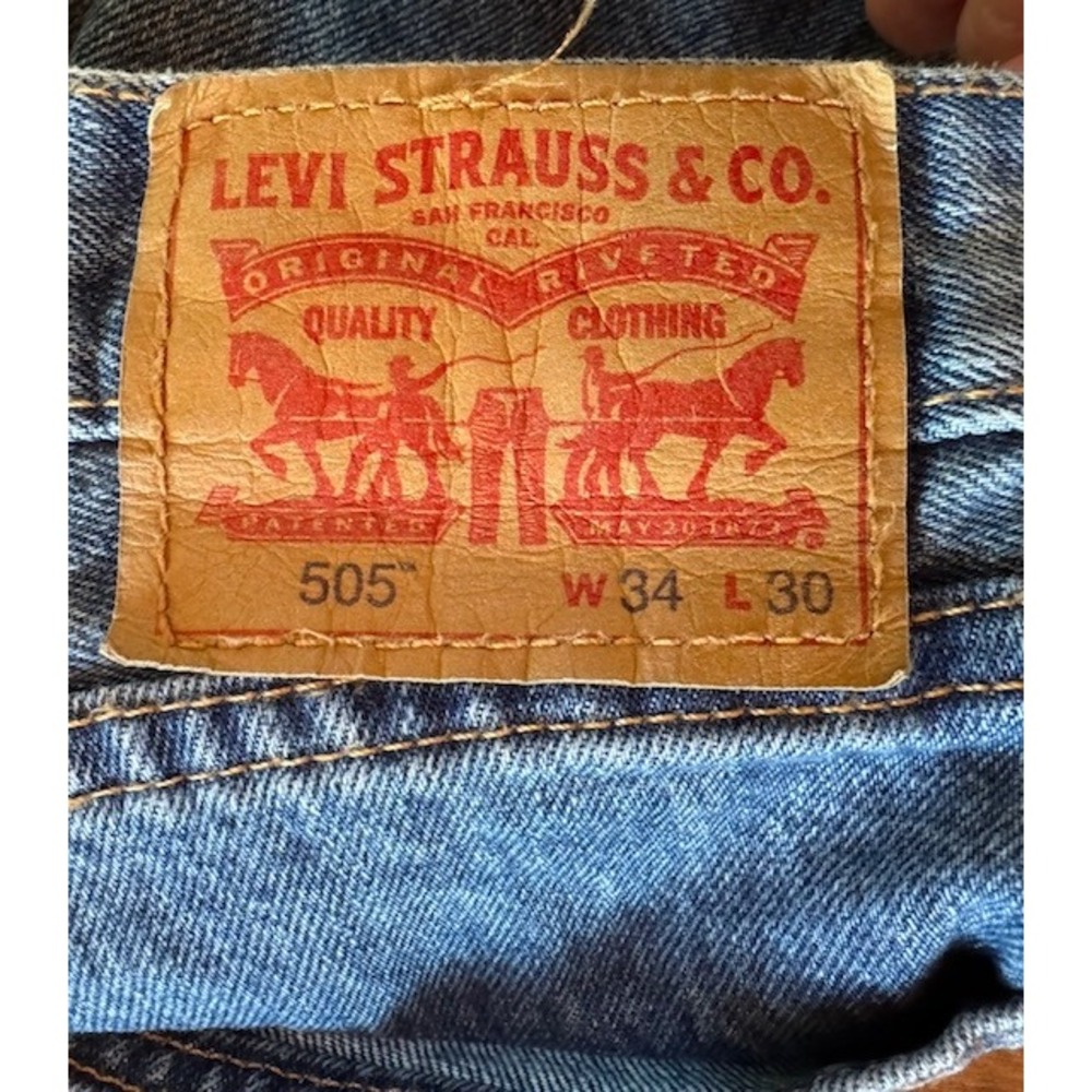 Levi's 505 Regular Fit Jeans Mens W34 L30 Blue Denim Classic - Picture 4 of 10
